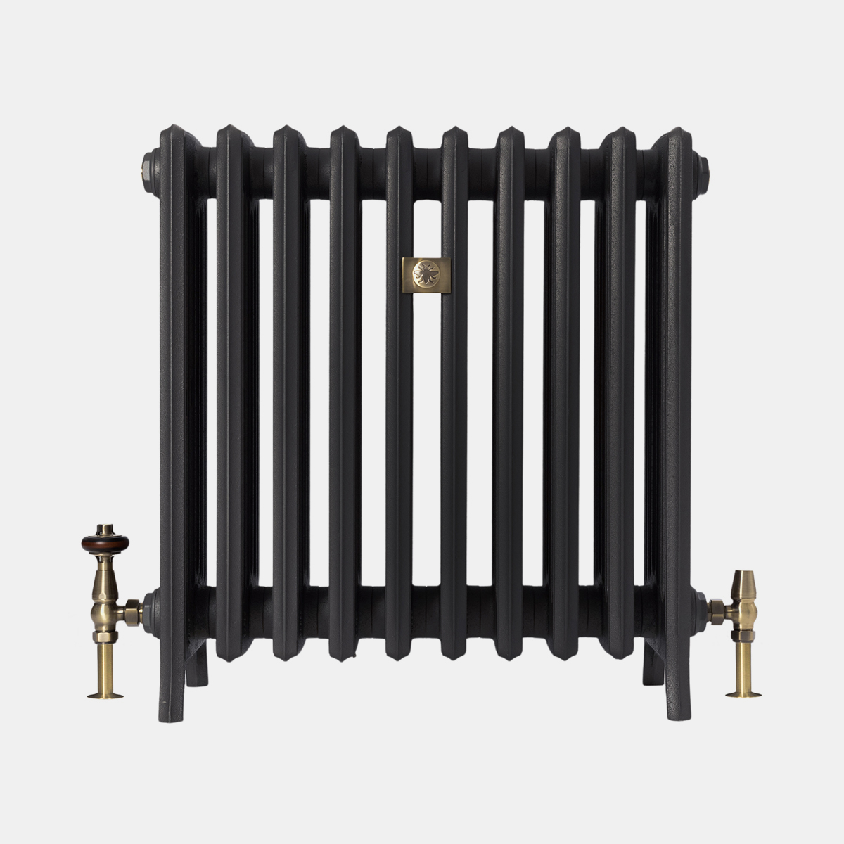 Grace 6 Column 26" cast iron bay window radiator in Matt Black finish